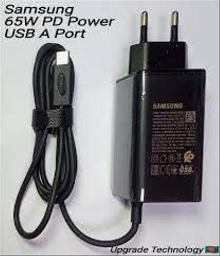 Samsung 65W PD Power Adapter Superfast Charging Trio USB A Port with Duel Line Cable