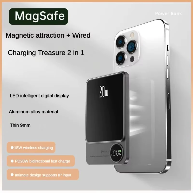 شاحن لاسلكي مغناطيسي MagSafe 10000mAh | باور بانك سريع 20W مع شاشة رقمية💥 تخفيض جديد 💥