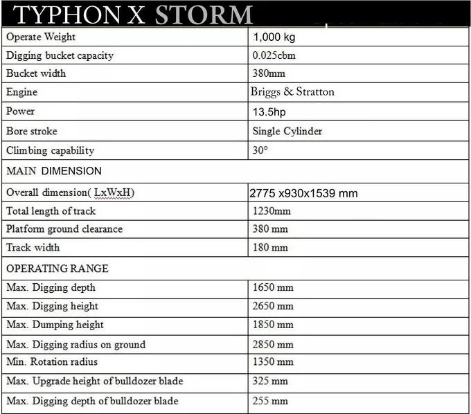 In USA Mini Excavator 1 Ton Digger 13.5hp Gas Tracked Crawler B&S EPA Engine