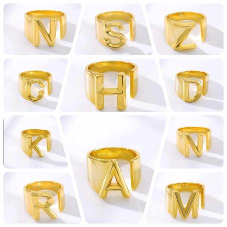 Bagues Dorés inoxydables Lettres