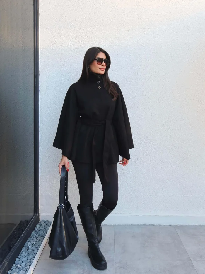 Poncho à col montant