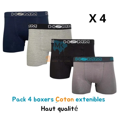 Pack 4 boxers - 100 % coton extensibles