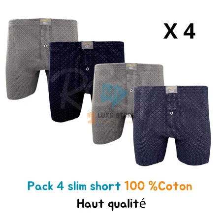 Pack 4 slip short - 100 % coton