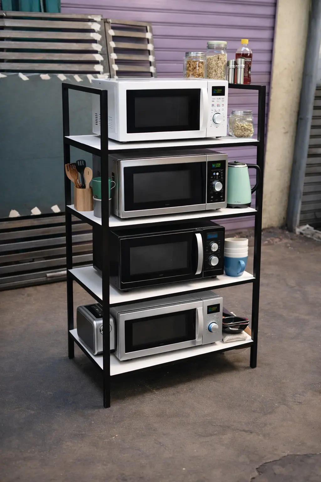 منظم معدني و خشبي  ب 4 طوابق - الحل الأمثل لتنظيم المطبخ و المنزل