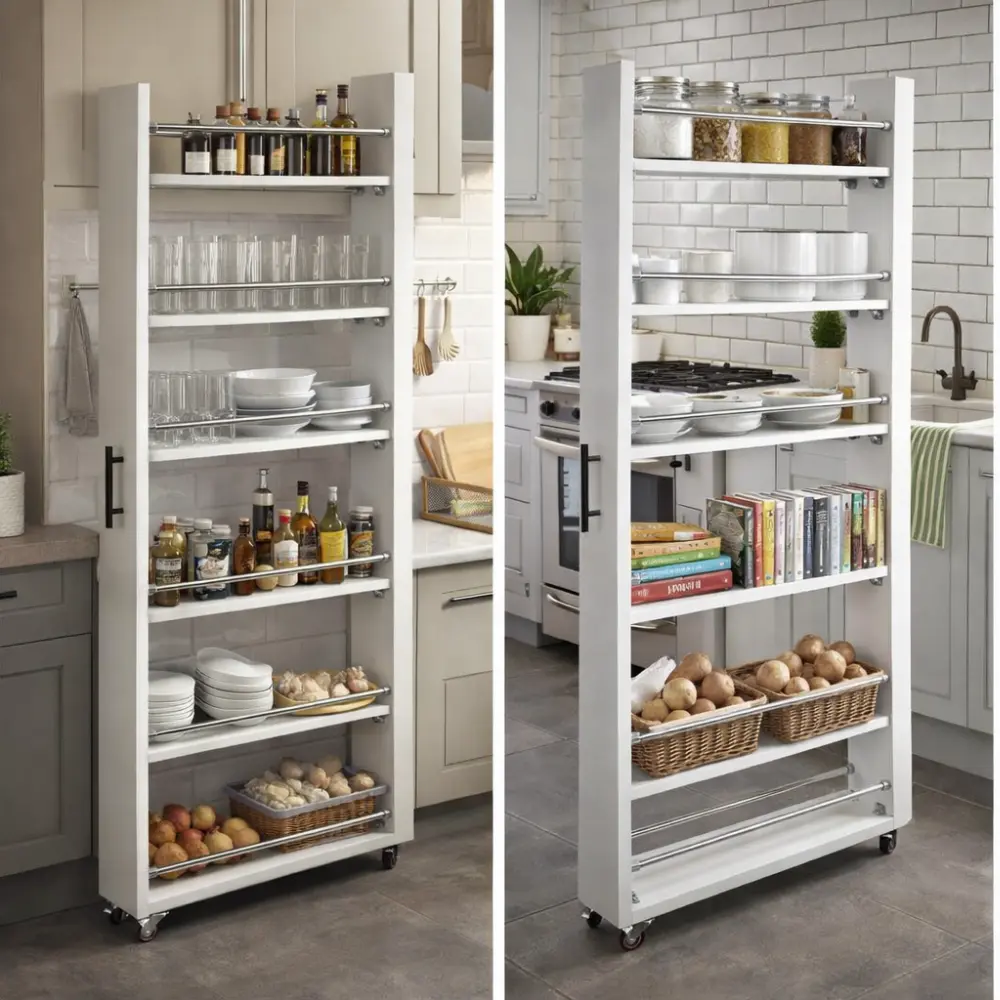 منظم مطبخ متحرك بـ 5 طوابق – الحل الذكي لاستغلال المساحات الضيقة