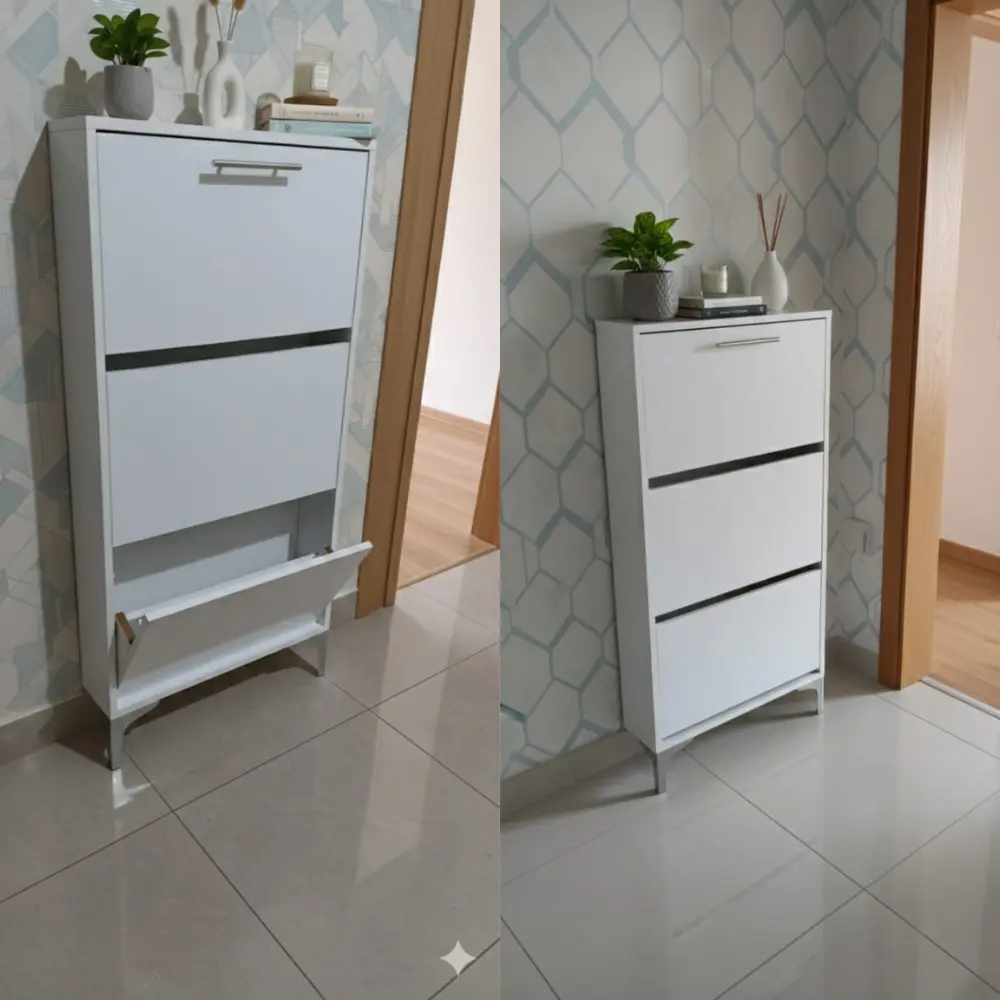 منظم أحذية ذكي بـ 3 أدراج موفر للمساحة من MDF  – بسعة كبيرة وتصميم عصري