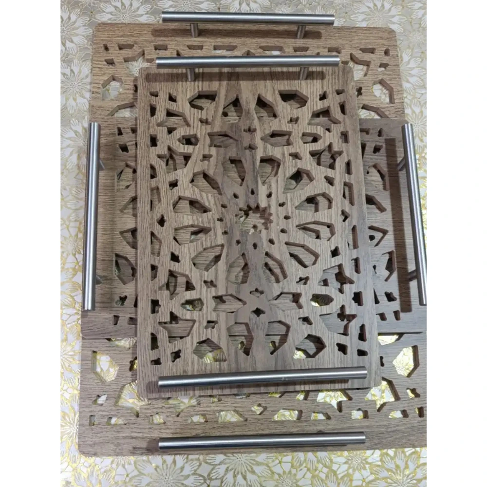 باك 2 بلاطو تقديم بريستيج بنقش رمضاني “عيد مبارك سعيد” من خشب MDF الممتاز