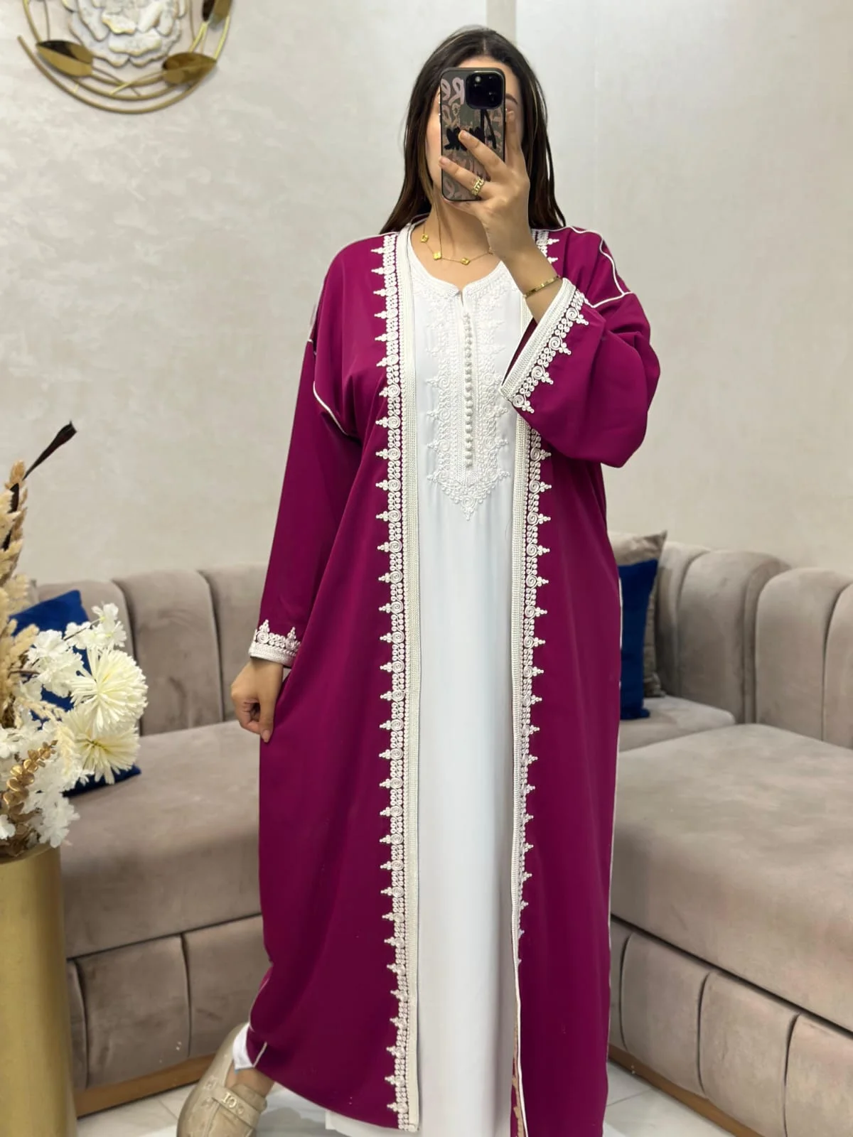 قفطان 2 القطع مطروز