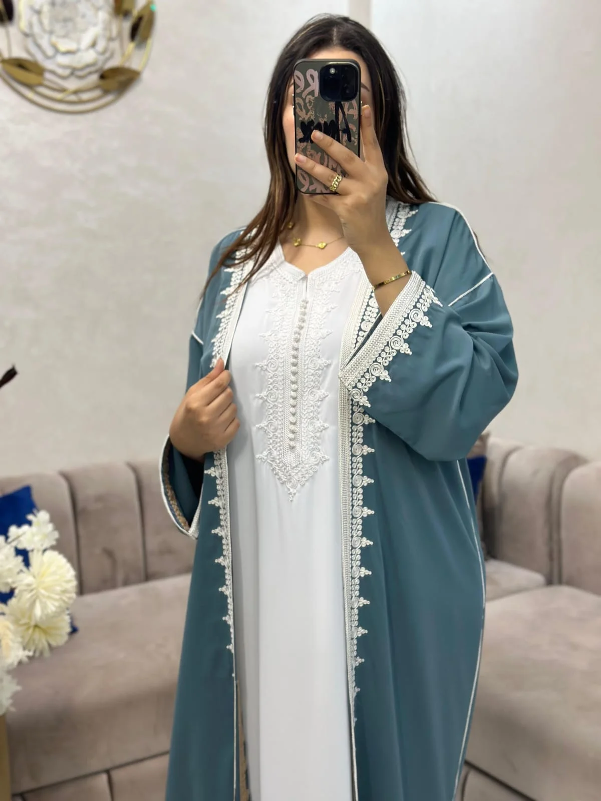 قفطان 2 القطع مطروز