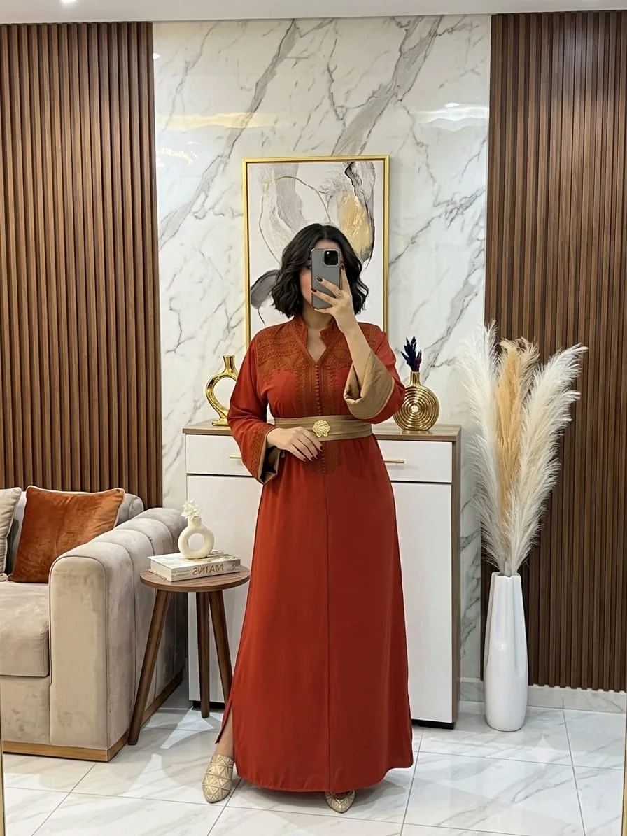 قفطان مضمة بروش