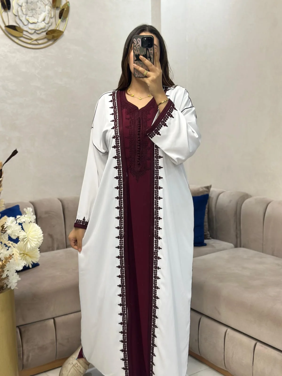 قفطان 2 القطع مطروز