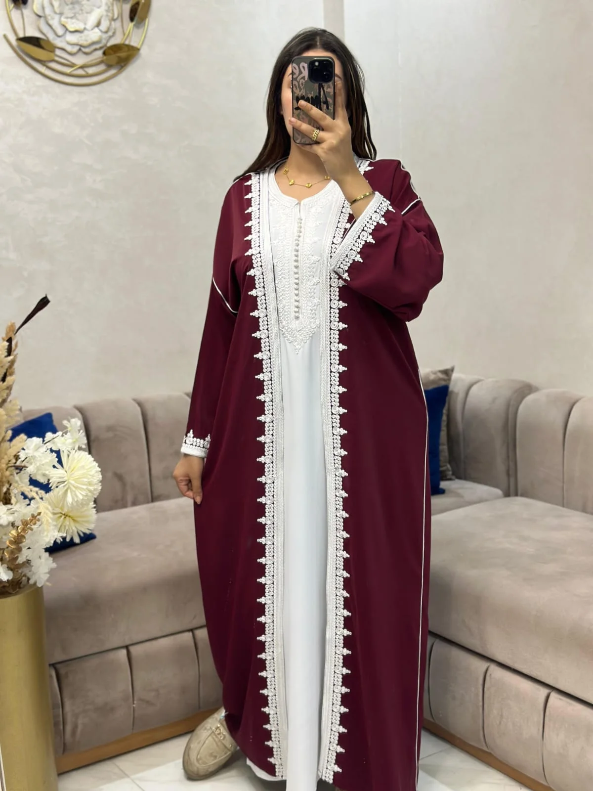 قفطان 2 القطع مطروز