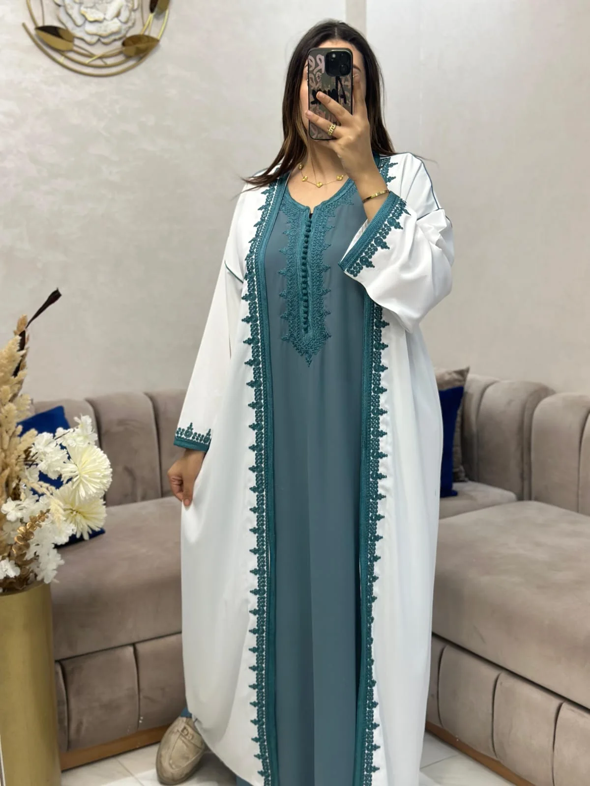 قفطان 2 القطع مطروز