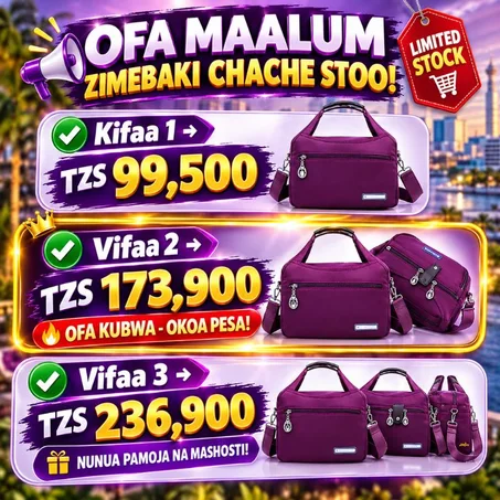 ✨ Urembo na Urahisi Katika Mkoba Mmoja! 💜