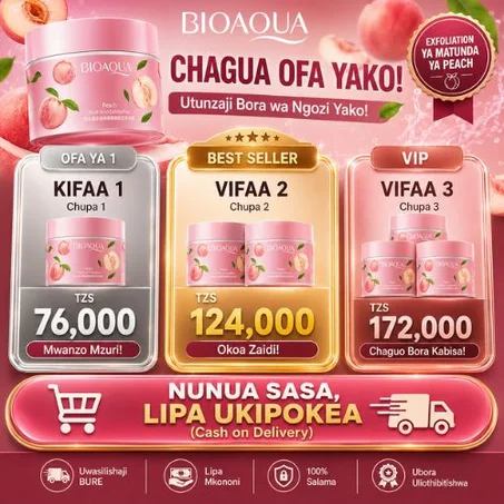 🍑 BIOAQUA Peach Scrub – Mng’ao wa Kifahari, Ngozi Laini Kama Hariri!