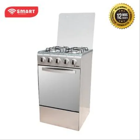 SMART TECHNOLOGY Cuisinière à Gaz - STC-5050s - 4 Feux Inox -Four - Allumage automatique - 50x50Cm - Inox