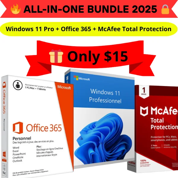 Windows 11 + Office 365 + McAfee – All-in-One Software Bundle