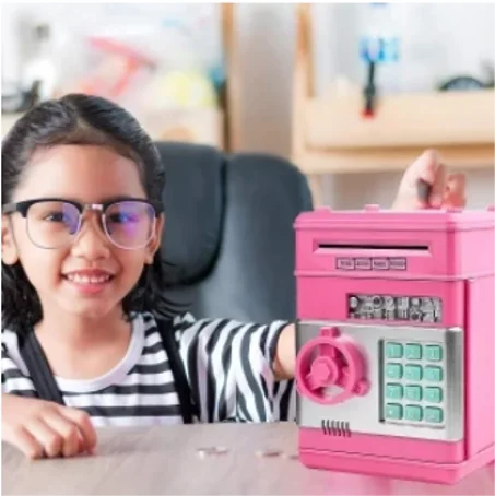 آلة بنك المال للأطفال مع كلمة المرور