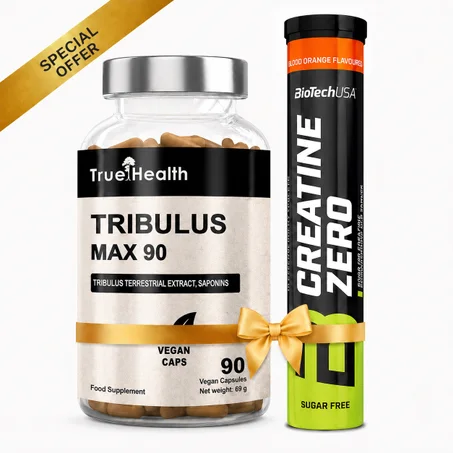 Pack Tribulus Max 90 Caps + Creatine Zero Effervescent Blood Orange 18 Tabs Effervescents Sans Sucre Sans Lactose Sans Gluten