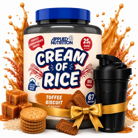 Pack Cream Of Rice Toffee Biscuit 2 Kg – Crème de Riz Instantanée + Shaker Noir