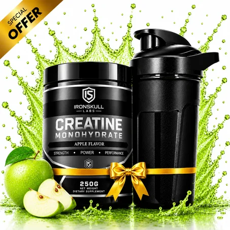 Pack Creatine Monohydrate Pomme 250 g + Shaker Noir