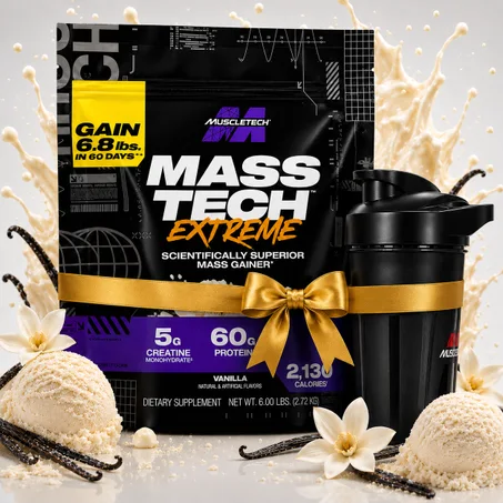 Pack Mass Tech Extreme 2,72Kg Vanilla Milkshake + Shaker Noir
