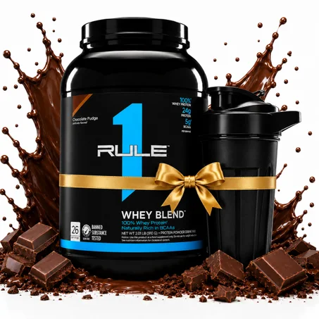 Pack Whey Blend 910 g Chocolate Fudge + Shaker Noir