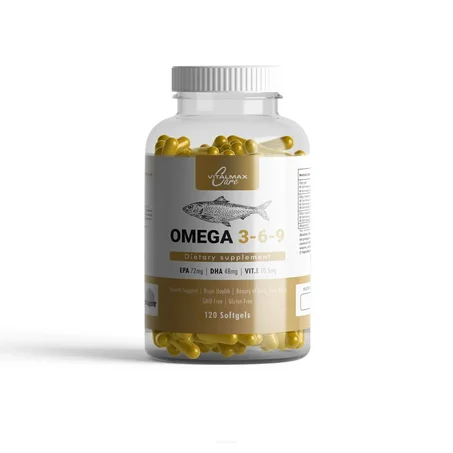 VitalMax Omega 3 6 9 - 120 Caps  – Acides Gras Essentiels – Soutien Cœur & Cerveau