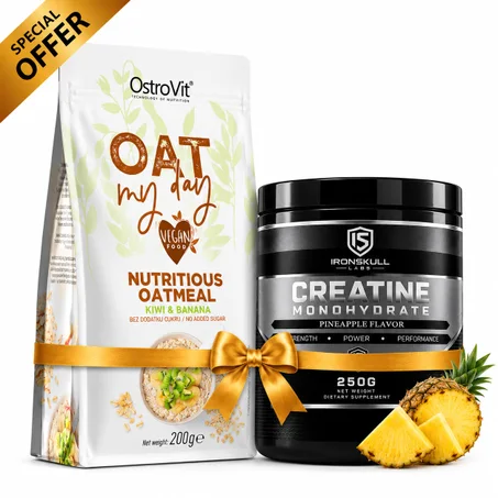 IronSkull Creatine Monohydrate 250 g - Ananas  + Ostrovit Oat Flakes 200 g Kiwi Banane