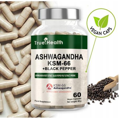 True Health Ashwagandha KSM-66 + Black Pepper 60 Caps