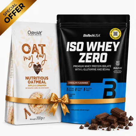 BioTechUSA ISO Whey Zero 454g  Chocolat + Ostrovit Oat Flakes 200g Apple & Cinnamon