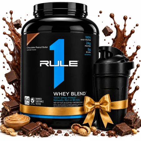 Pack Whey Blend 64 Servings  (2.27 kg) Chocolat Beurre de Cacahuète + Shaker Noir