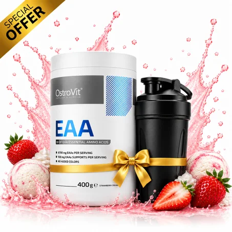 Pack EAA 400 g - Strawberry Cream + Shaker Noir