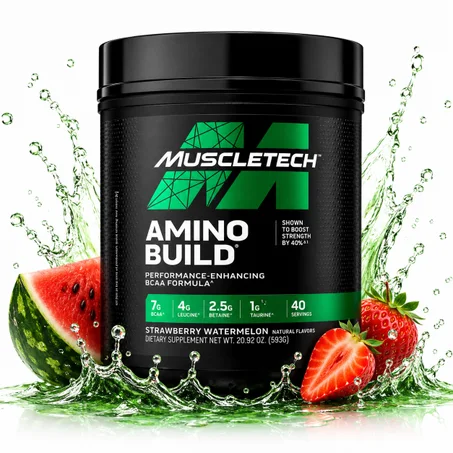 MuscleTech Amino Build 40 sevring Strawberry Watermelon - Augmentez votre Force de 40% et boostez votre Endurance