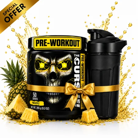 Pack The Curse! Pre-Workout Pineapple 265g – 50 Servings + Shaker Noir