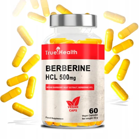 TRUE HEALTH Berberine HCL 500mg 60 Caps - Régulation de la Glycémie et Soutien Métabolique