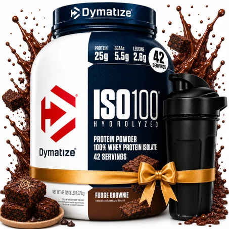 Pack ISO100 Hydrolysé 1.37 kg Fudge Brownie + Shaker Noir
