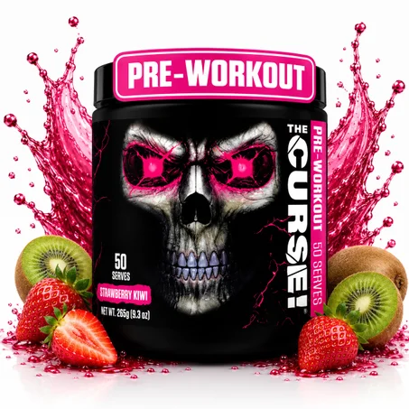 The Curse! Pre-Workout Strawberry Kiwi 265g – Énergie, Focus & Performance – 50 Servings