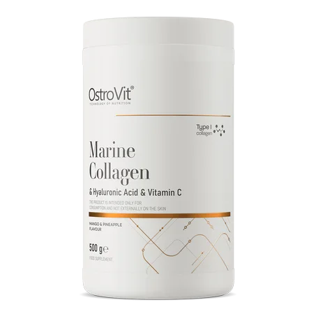 OstroVit Collagène Marin + Acide Hyaluronique + Vitamine C - 500 g mangue avec ananas