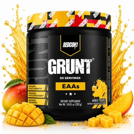 Grunt EAAs  Mango – Acides Aminés Essentiels pour Récupération, Endurance & Croissance Musculaire, 30 Servings
