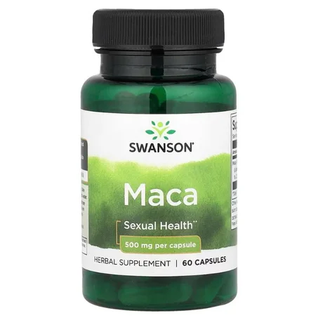 Swanson Maca 500 mg 60 Caps - Énergie, Libido & Équilibre Hormonal