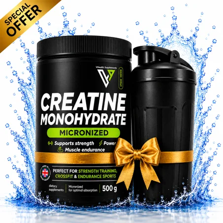 Pack Creatine Monohydrate Micronized 500 g + Shaker Noir