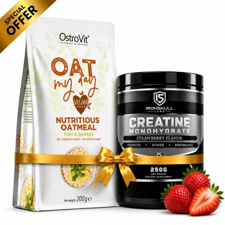 IronSkull Creatine Monohydrate 250 g - Fraise + Ostrovit Oat Flakes 200 g Kiwi Banane