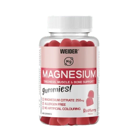 Weider Gummies de magnesium 48 Piéce fruitées – Réduction De La Fatigue Et Des Crampes