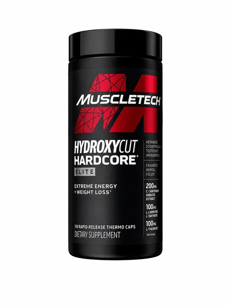 Hydroxycut Hardcore Elite 110 Capsules – Brûleur de Graisse Thermogénique, Énergie Maximale & Concentration