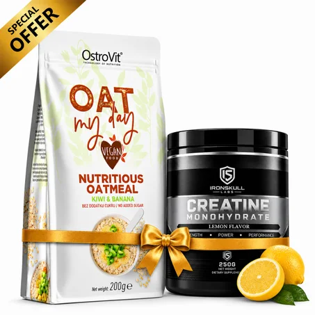 IronSkull Creatine Monohydrate 250 g - Citron + Ostrovit Oat Flakes 200 g Kiwi Banane