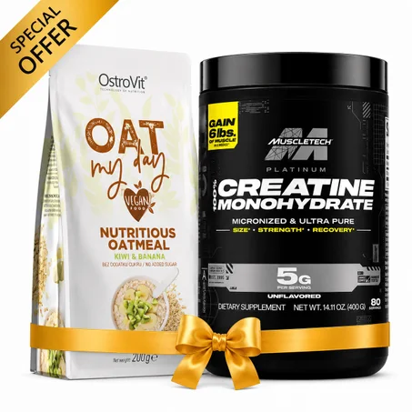 Pack Prise de Mass & Force Platinum 100% Creatine 400 g + Oat Flakes 200 g Kiwi Banane