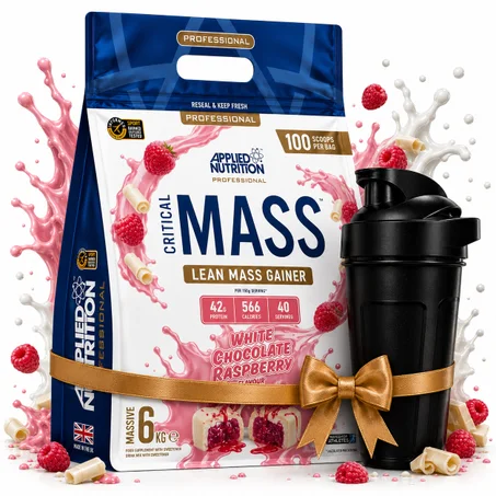Pack Critical Mass Lean Mass Gainz 6 kg White Chocolate Raspberry + Shaker Noir