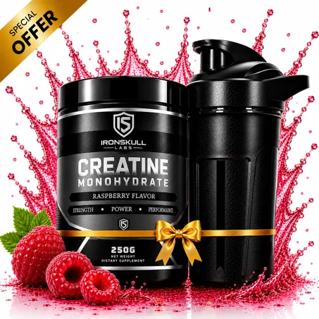 Pack Creatine Monohydrate Framboise 250 g + Shaker Noir