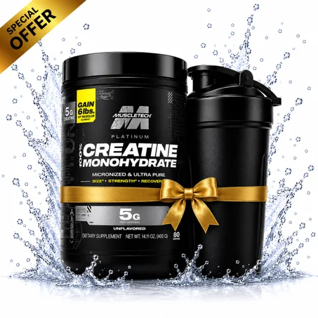 Pack Platinum 100% Creatine Monohydrate -400 g + Shaker Noir